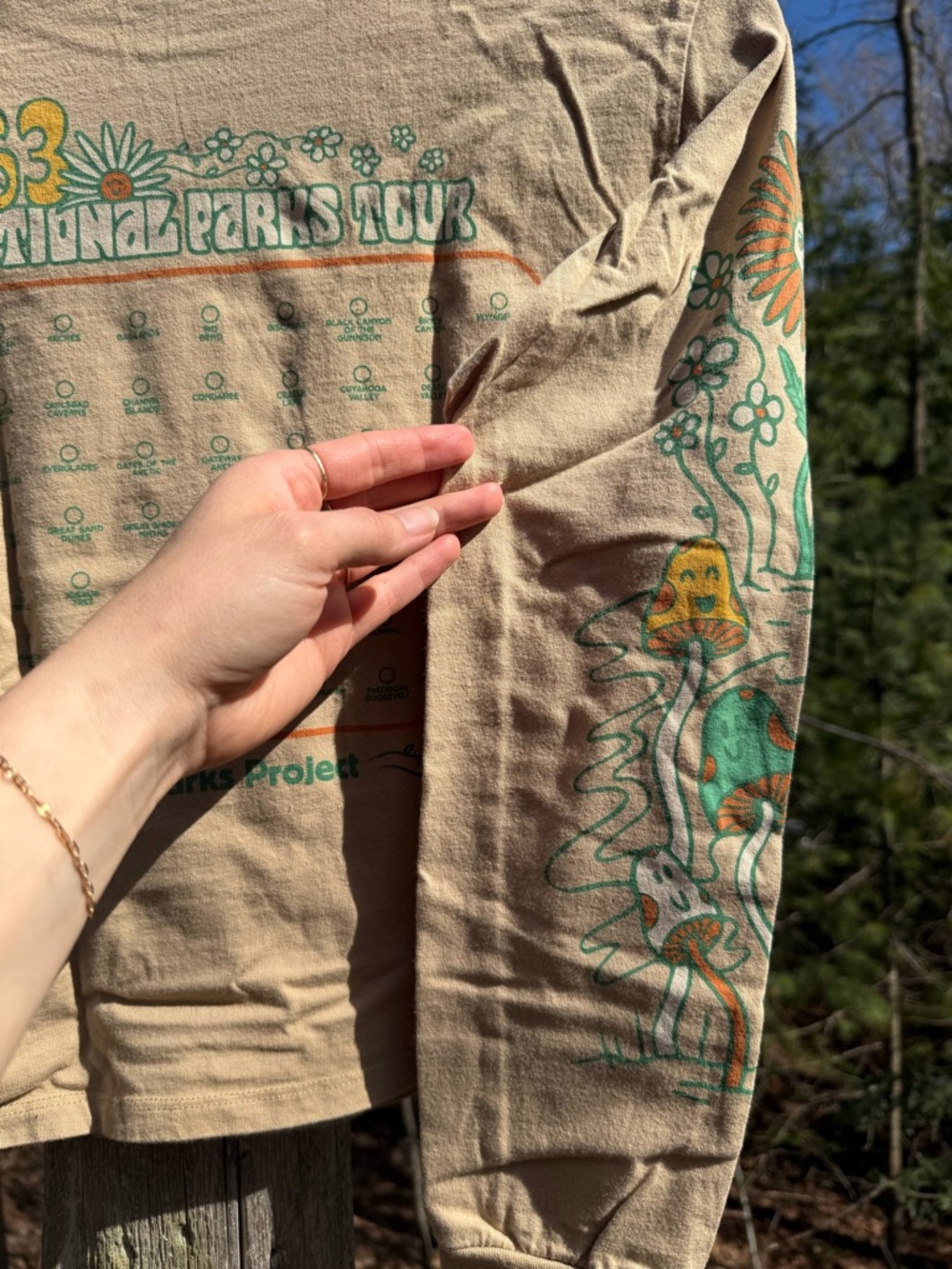 Parks Project Tan Tee with Green & Orange Floral Tour Graphic - Picture 5 of 6